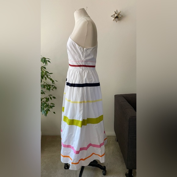 J.Crew one-shoulder maxi dress in cotton poplin w/ color ribbon stripes. Size 12 - Picture 2 of 14